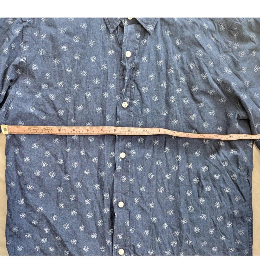 $130 Massimo Dutti Mens Navy Blue Geometric Floral Print Button Down Shirt Sz S - Picture 6 of 6